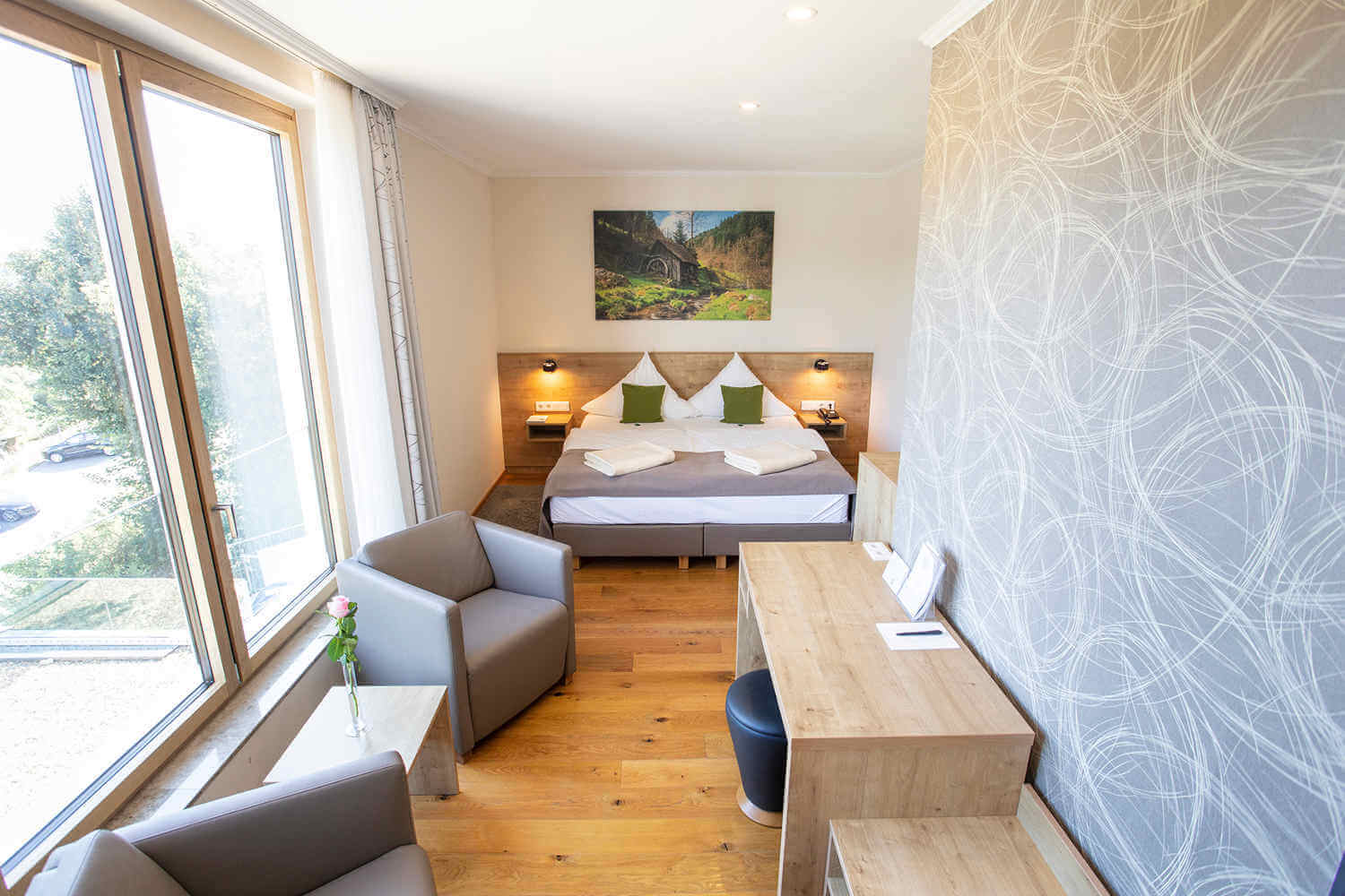 Gemütliches Doppelzimmer der Kategorie "Stammhaus A Talseite" im Hotel Diedrich, dem Wellnesshotel mit SPA